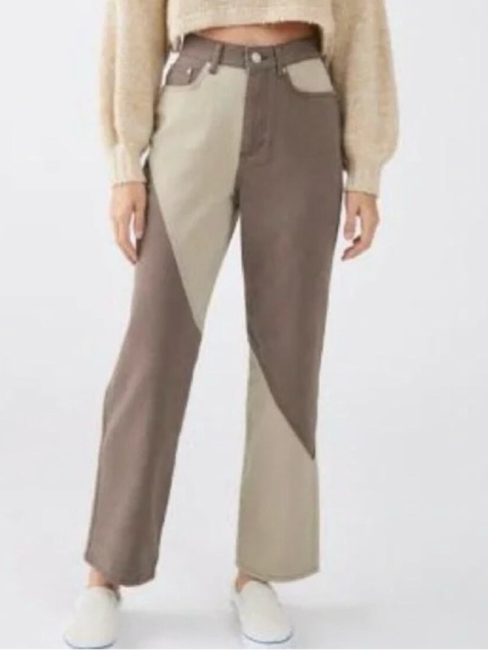 BDG Urban Outfitters Cowboy Colorblock Jeans Size 24 Brown Tan Straight Leg High